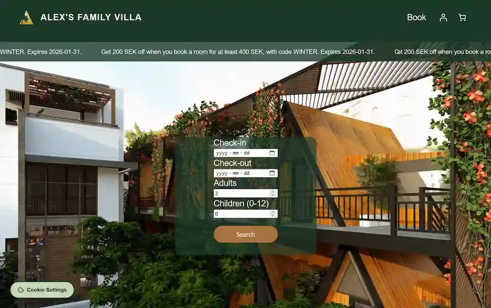 Screenshot of Yuna's archived WordPress hotel booking website.
